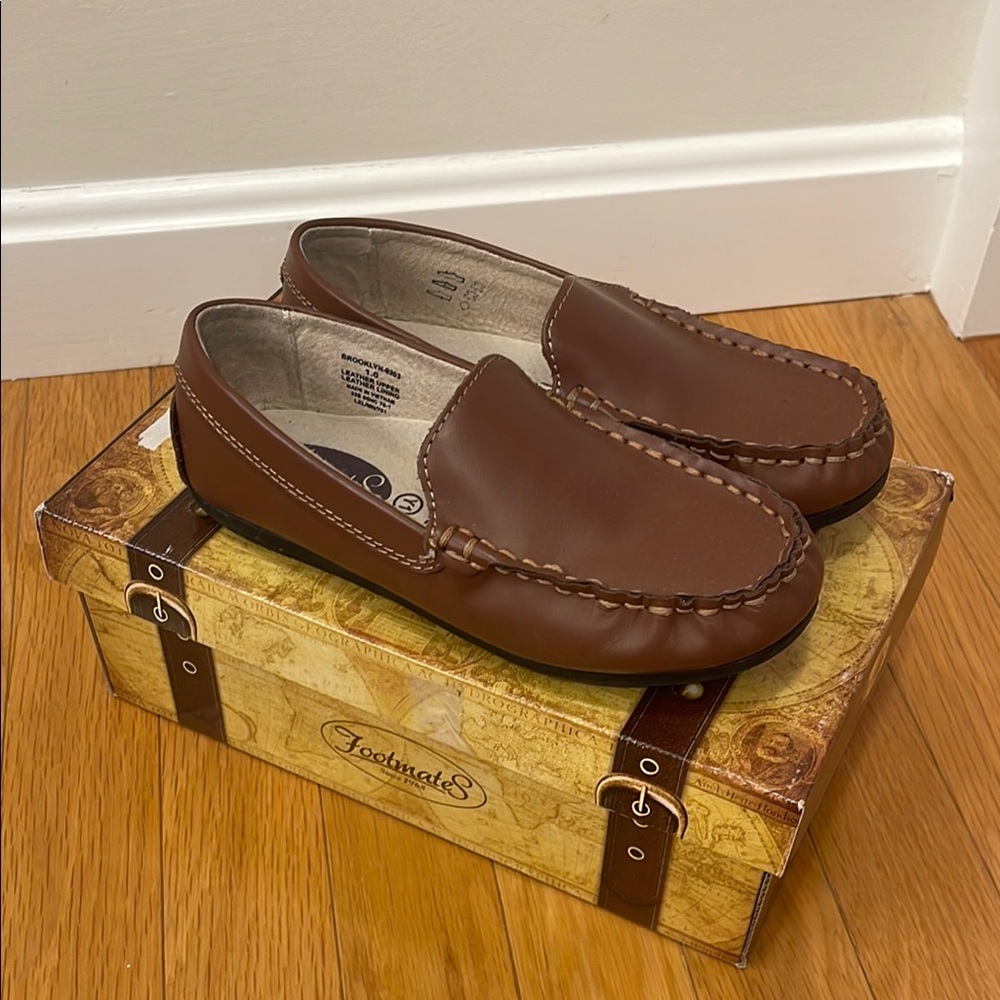 Footmates Brown Leather Loafers for Kids